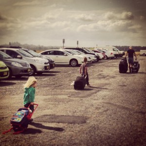 Carrying the load at the airport.